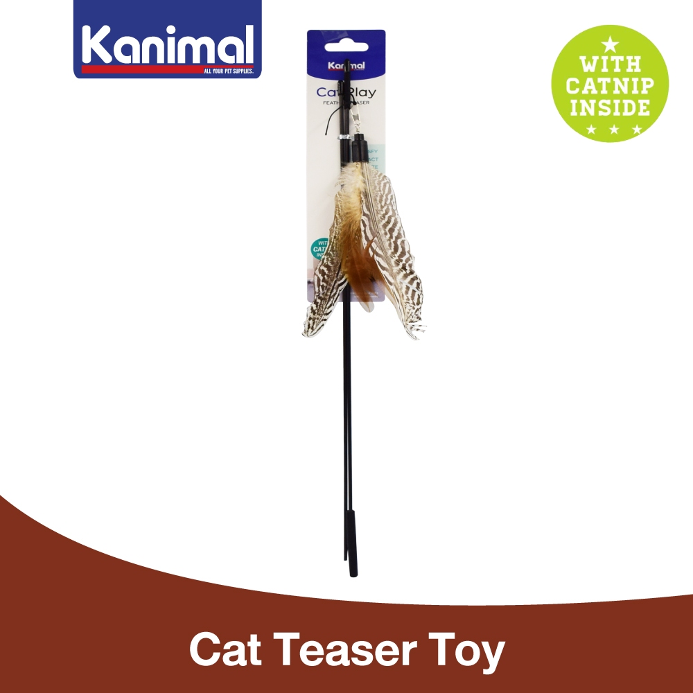 [90165] Kanimal Feather Teaser ของเล่นแมว ไม้ล่อแมว รุ่นพันขนนกยูงหมุน 360 องศา ขนาด 19 ซม. (ยาว 91 ซม.)