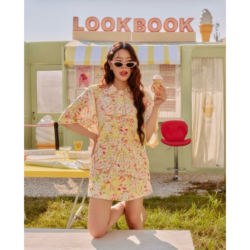 ส่งต่อLookbooklookbook เซต Layla Shirt XS x Geneva Skort L สี Citrus 💛🧡 Used once ใช้โค้ดส่วนลดได้ค่