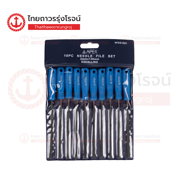 APEX ตะไบ10ตัวชุด พร้อมด้าม 3x140 แบบแบนตัด รุ่น NFDS1003 |ชิ้น| TTR Store