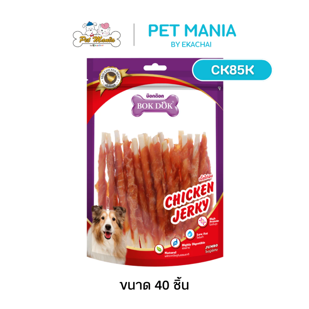 (CK85K)Bok Dok(บ็อกด็อก) ไก่พันแท่งเกลียวขาวเล็ก (40ชิ้น/แพ็ค)