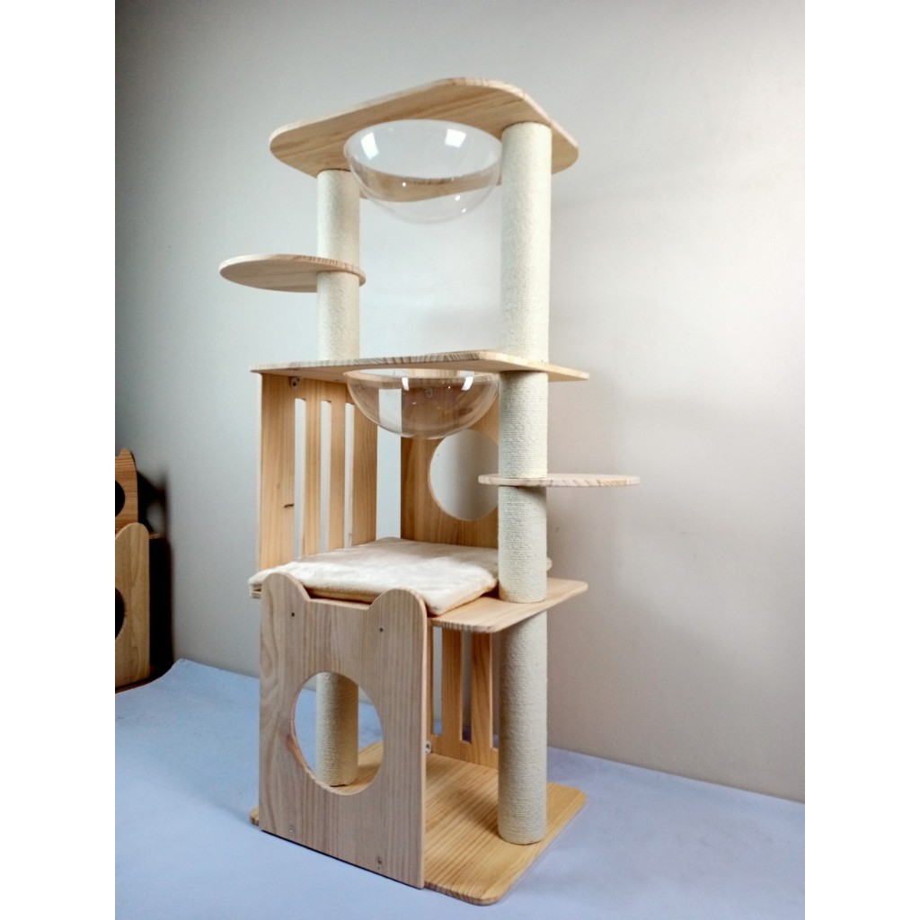 MIP144N Hisopetshop  คอนโดแมว ไม้สน (หลุม30ซม.)