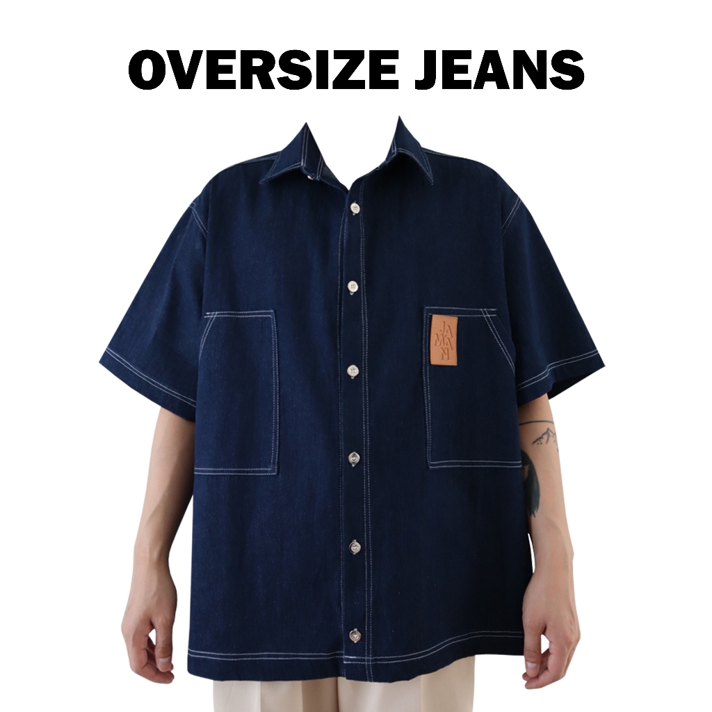 JAMANBKK / OVERSIZE JEANS SHIRT / เสื้อเชิ้ตยีนส์ แขนสั้น ทรง Oversize