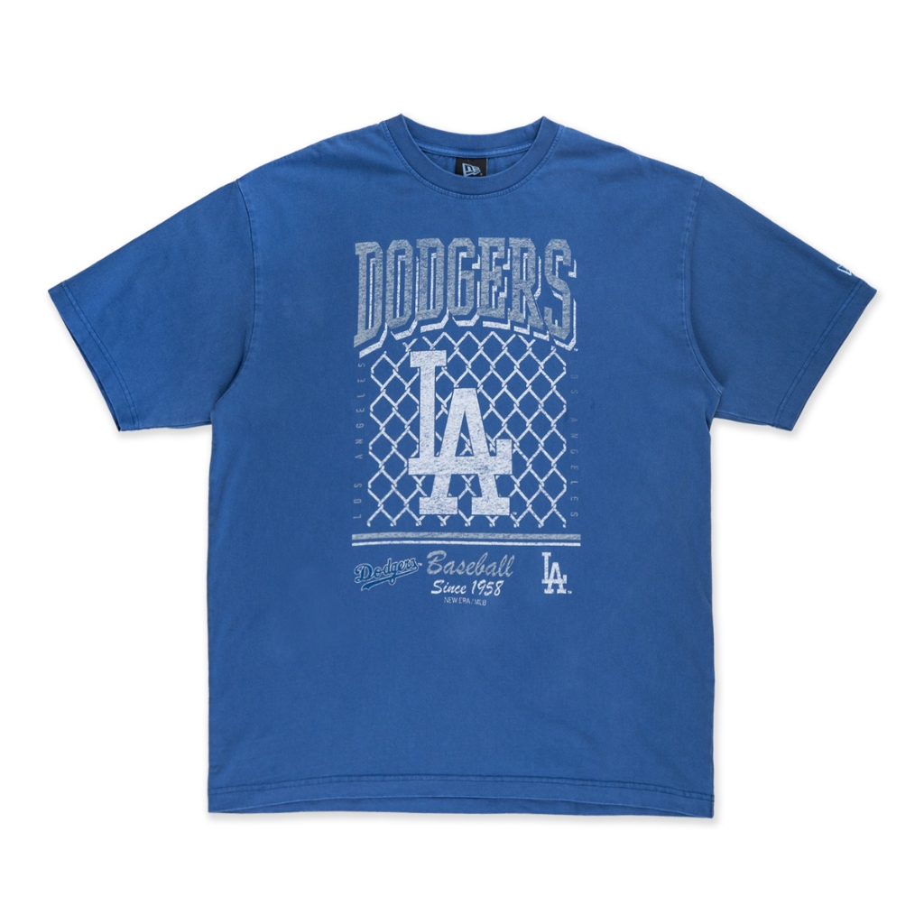 New Era เสื้อยืดแขนสั้นรุ่น Los Angeles Dodgers Old School Sport AP Blue Oversized Short Sleeve T-Shirt