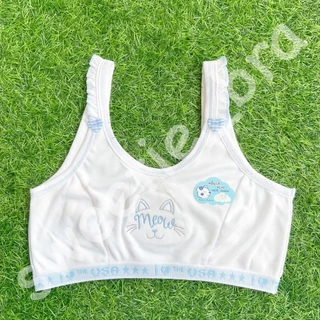 FIRST BRAเด็กผู้หญิง แขนระบาย แบบสวม ไม่มีฟอง (Freesize)
