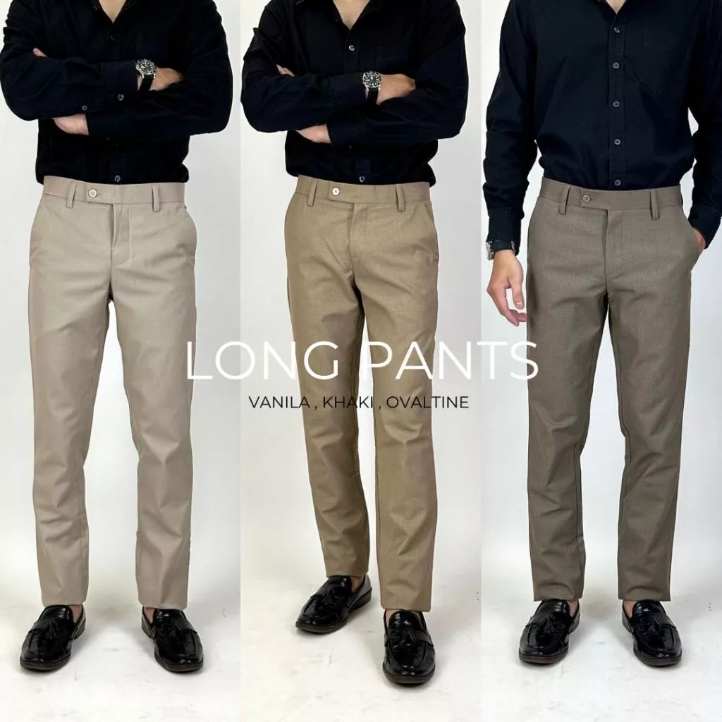 LONG PANTS กางเกงสแล็คผู้ชายขายาวทรงกระบอก ผ้าไม่ยืด
