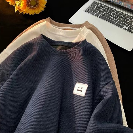 เสื้อยืดผู้ชายแขนสั้น เกาหลี ยิ้ม โลโก้อินเทรนด์ ยี่ห้ออเนกประสงค์ plus size เสื้อผ้าผู้ชาย