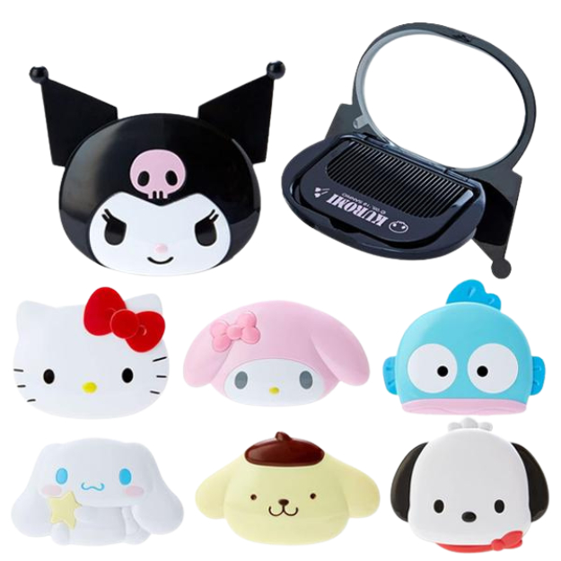 พร้อมส่ง!! ชุดหวีและกระจก Sanrio ดีไซน์รูปหน้า Hello Kitty, Kuromi ของแท้ 100% จากญี่ปุ่น พกพาสะดวก ใช้ได้ทุกวัย น่ารัก