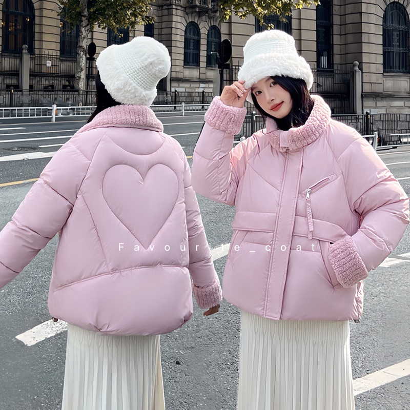 พร้อมส่ง เสื้อโค้ทกันหนาว แต่งขนปกคอ,ปลายแขน มีกระเป๋าข้าง สายรูดปรับขนา บุใยสังเคราะห์
