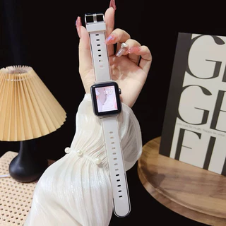 เจลลี่ สายซิลิโคนสำหรับสายนาฬิกา Apple Watch อัลตร้า2 44 40 45 41 46 49มม.สร้อยข้อมือกีฬา for Series 11 10 9 8 7 6
