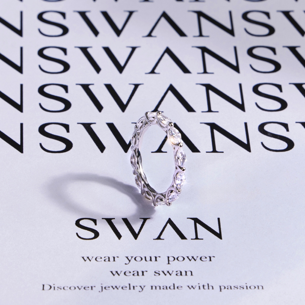 [ส่งด่วนฟรี]SWAN - Eternity Ring MQ แหวนเงินแท้ ฝังเพชรคิวบิกเซอร์โคเนีย ดีไซน์เรียบหรู