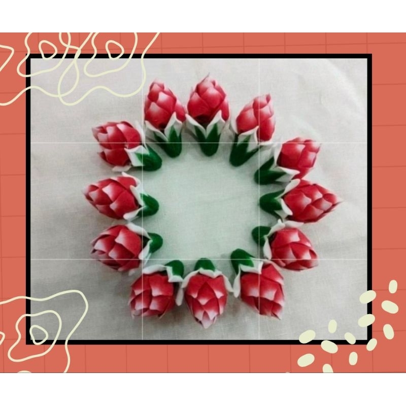 ดอกข่าตูมจากกระดาษ​สาพร้อมขั้วชบาราคาส่งเฉลี่ยชิ้นละ15
