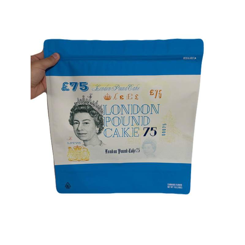 London Pound Cake Cookies Mylar zip bag size 454 grams / 1 lb
