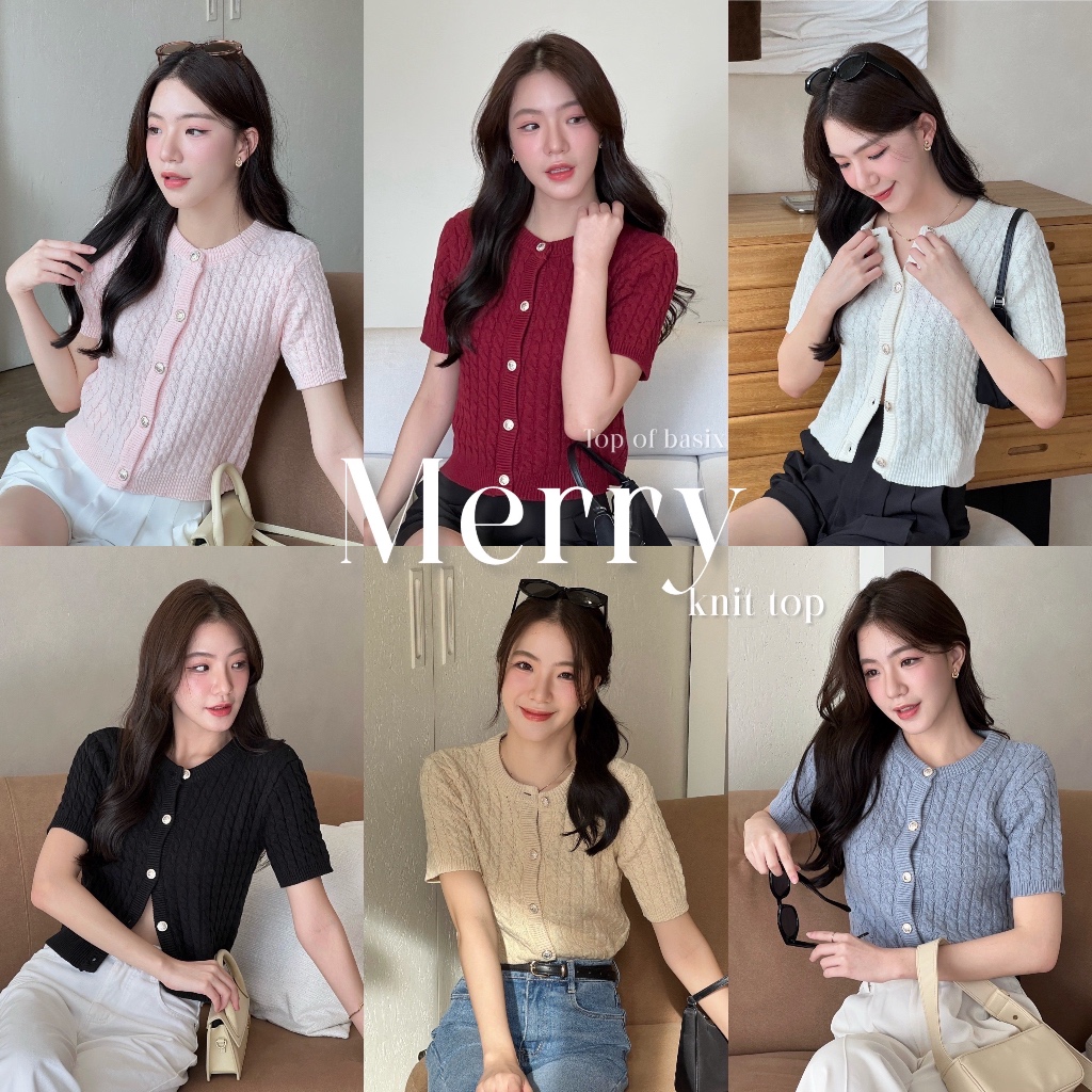 ซื้อ TOPBASIX - Merry knit top เสื้อไหมพรม แขนสั้น คอกลม