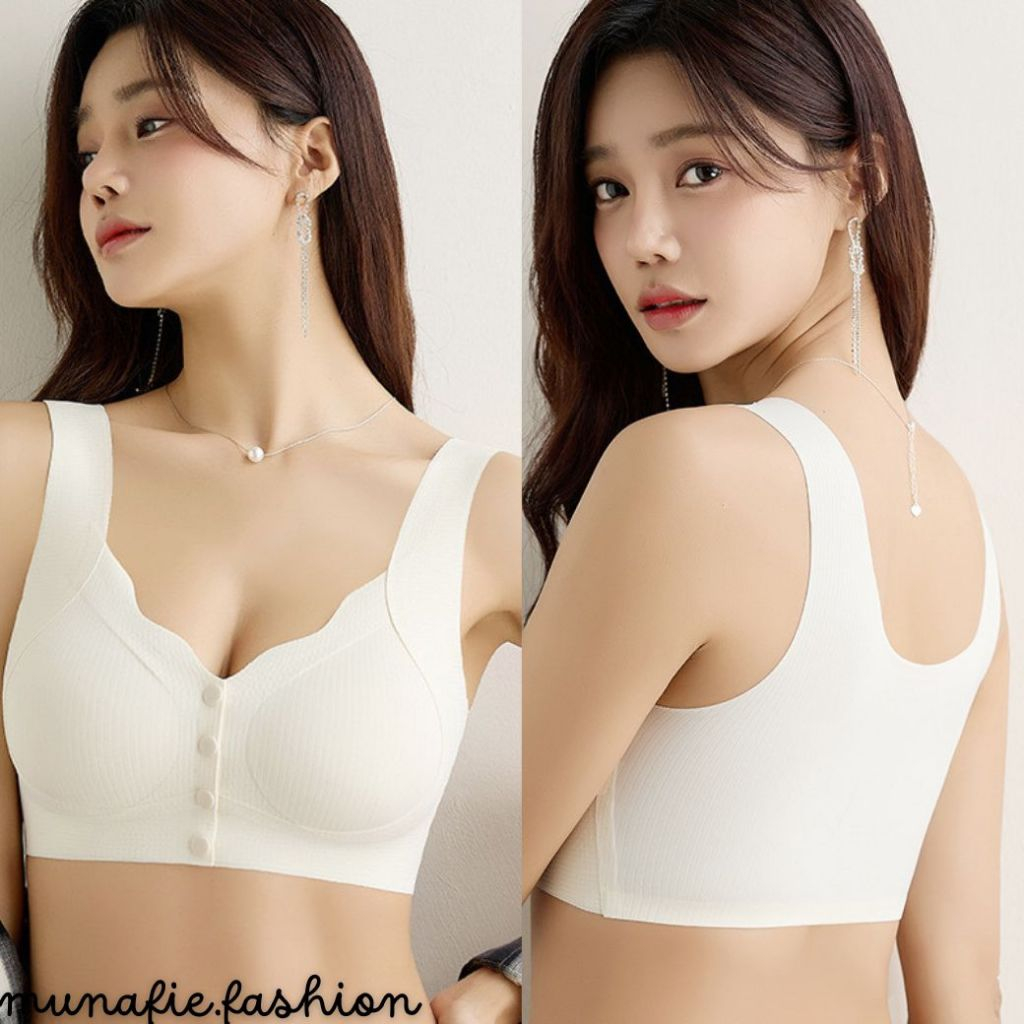 จัดส่งฟรี B-6506 บรากระดุมหน้า ไร้ขอบไร้โครง ผ้านิ่ม ใส่สบาย ส่งไวจากไทย