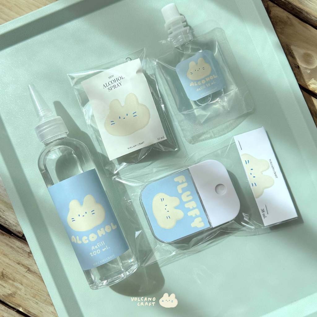 เซ็ตสเปรย์แอลกอฮอล์ Fluffy Meow 10-38ml. พร้อมรีฟิลแยก Alc.75% (กลิ่นดอก Peony)