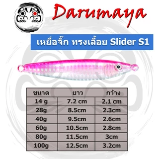 เหยื่อจิ๊ก DMY ทรงเลื้อย รุ่น Slider S1 ขนาด 14g, 28g, 40g, 60g, 80g, และ 100g งานจิ๊กปลากอง เด็ดมาก