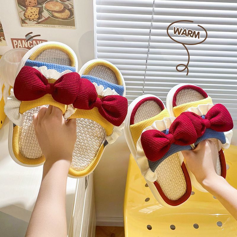 🎀เพิ่มสีใหม่🎀(SH-1-14) รองเท้าแตะลินินญี่ปุ่น รองเท้าใส่เดินในบ้าน สลิปเปอร์ slippers แบบหนา นิ่มใส่สบาย กันลื่น น่ารัก