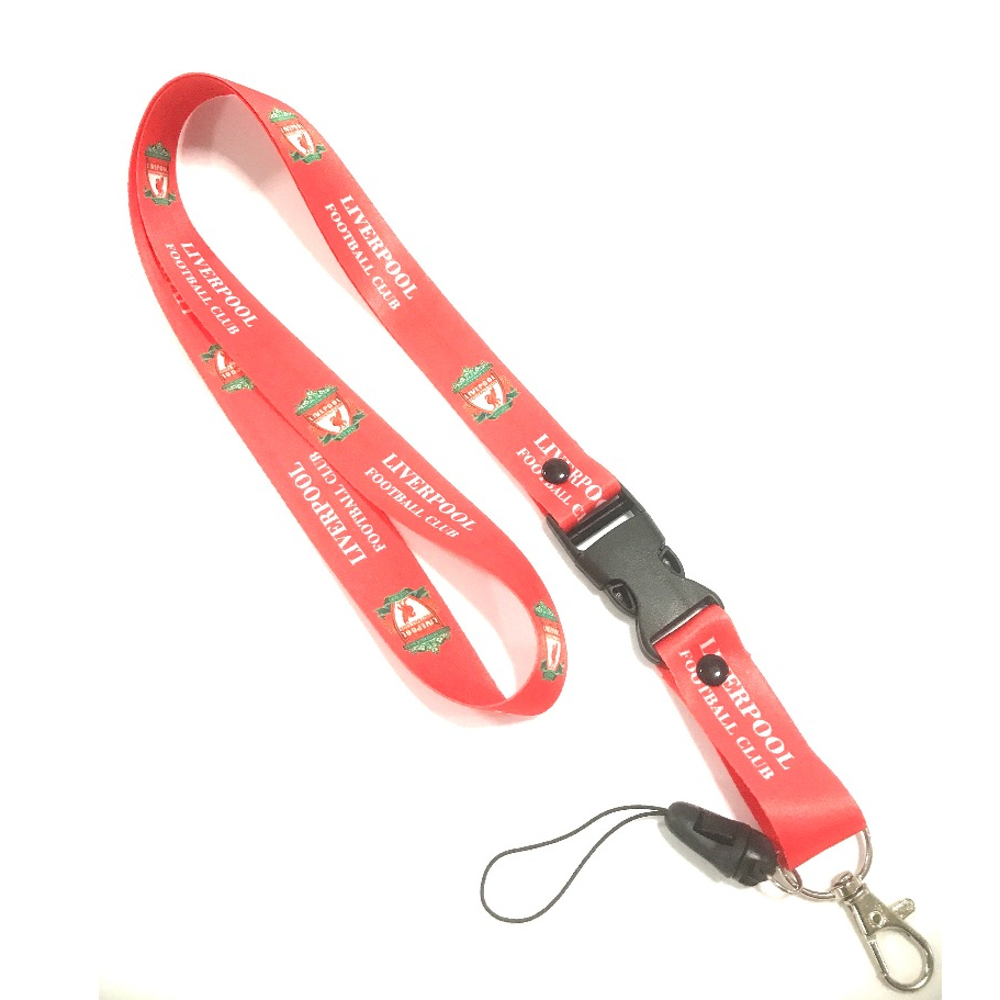 LVP R สายคล้องคอ สายคล้องบัตร ห้อยโทรศัพท์ ลาย LVP ลิเวอร์พูล น่ารัก มีก้ามปู มีห่วงเล็ก ถอดได้ ขนาด