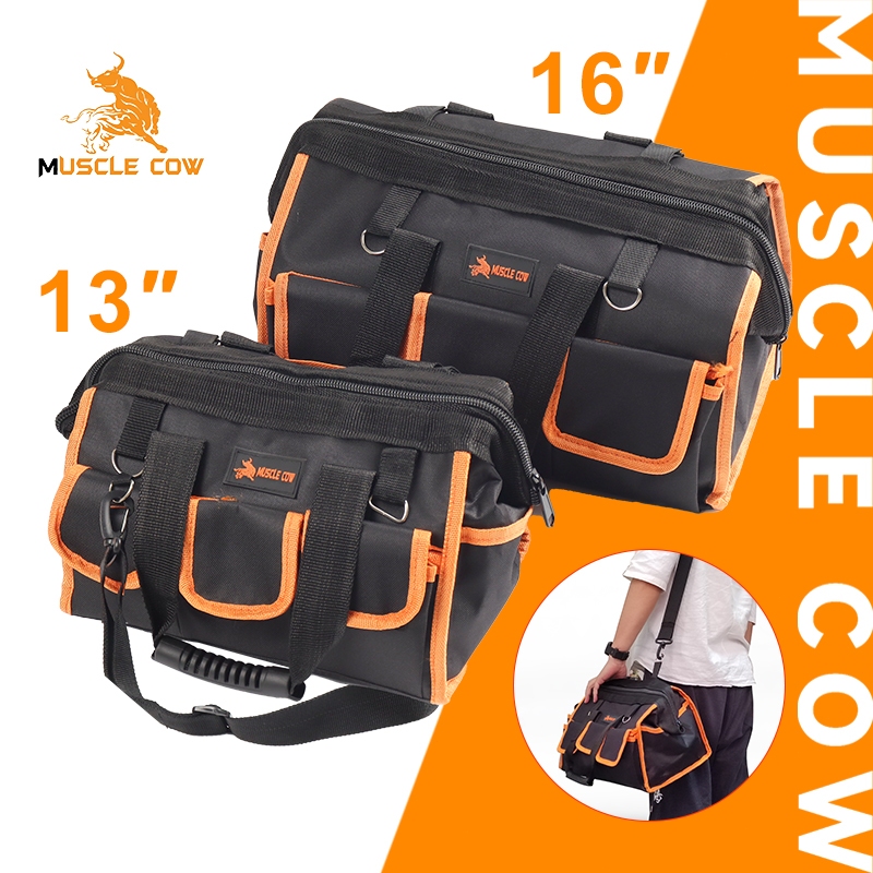MUSCLE COW กระเป๋าเครื่องมือกันน้ำคุณภาพสูง สำหรับช่างไฟฟ้าและช่างทั่วไป ขนาด 13" และ 16"