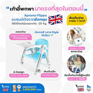 [พร้อมส่ง] เก้าอี้ทานข้าว เก้าอี้กินข้าวเด็ก เก้าอี้เด็กพกพา Apramo รุ่น Flippa น้ำหนักเบา พับเก็บได้ เด็ก 6 เดือนขึ้นไป
