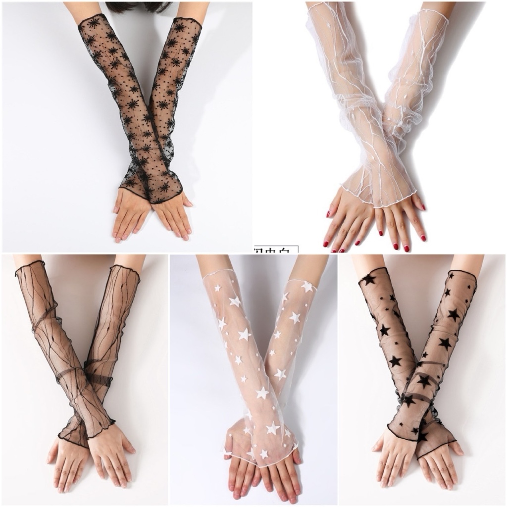 พร้อมส่งในไทย// 05 ลูกไม้ซีทรู ถุงมือตาข่ายลูกไม้ แฟชั่นโลลิต้า (Lolita Fashion) ปลอกแขนแฟชั่น