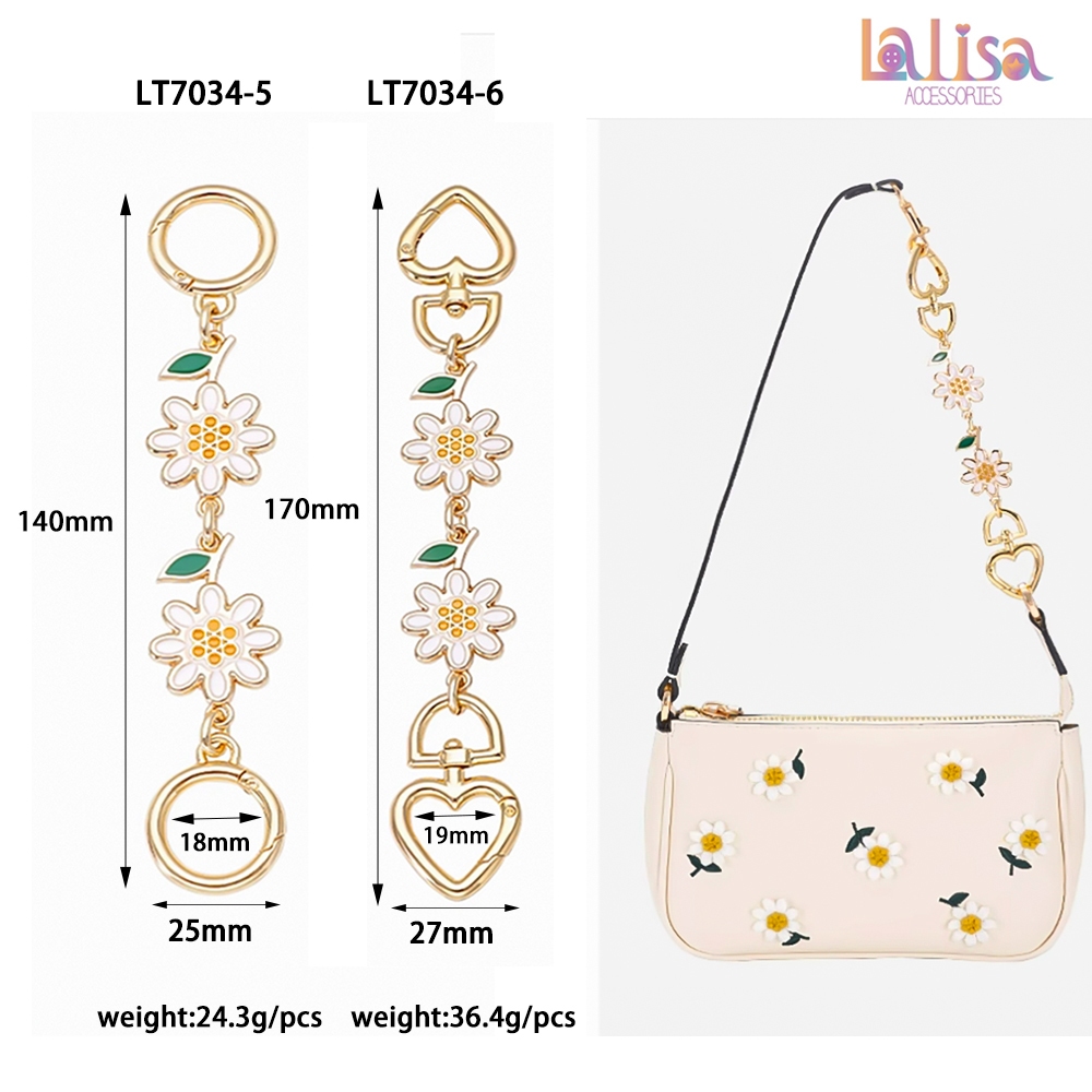 รูปดอกเดซี่ แฟชั่น สายโซ่ต่อ ขยาย แบบเปลี่ยน อุปกรณ์เสริมกระเป๋าalloy bag chain LT7034-5, LT7034-6

<p>“><center></p>
<h4></h4>
<p><p><font color=