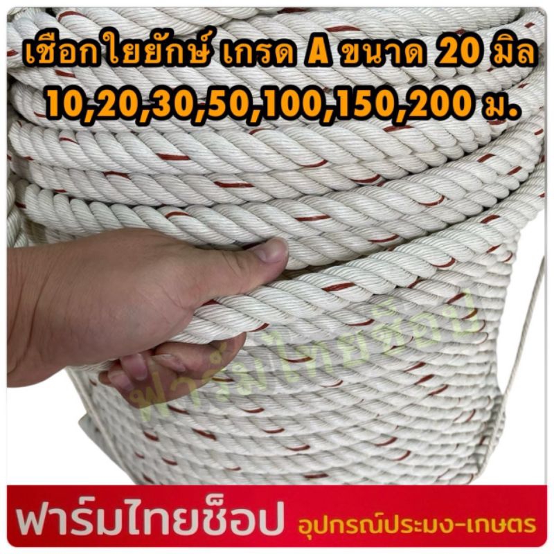 เชือกใยยักษ์ เส้นใหญ่ เกรดA  ขนาด 20 มิล มีขนาดความยาวให้เลือก 100,150,200 เมตร อยู่ในตัวเลือกสินค้า ราคา ถูกที่สุด ดีลบีเคเค แกลเลอรีภาพที่ 2