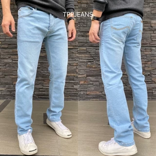 JEANSEXPRESS Stretch Denim กางเกงยีนส์ชายทรงกระบอก ผ้ายืด สีบลูฟอกซีด เป้ากระดุม ผ้านิ่มใส่สบาย Size 28-36