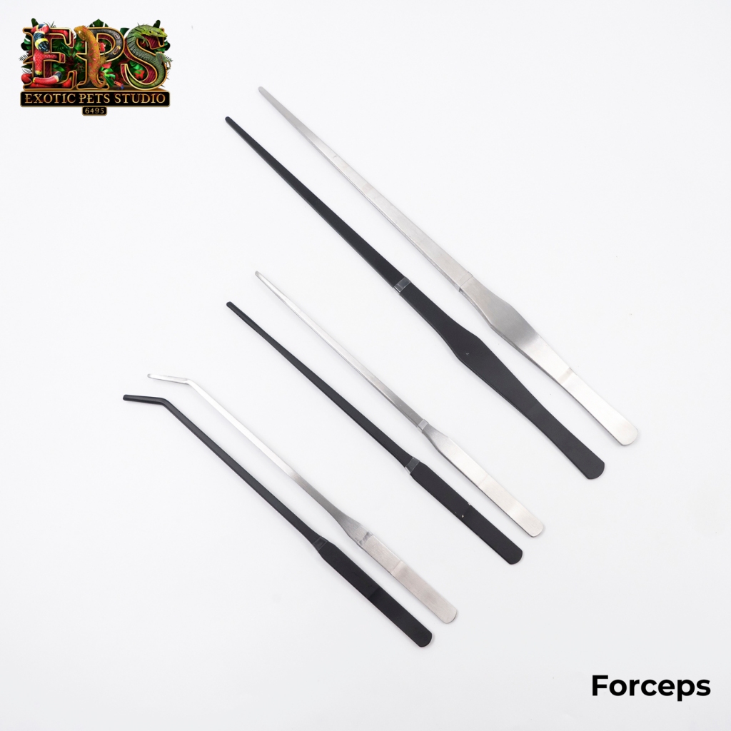 Forceps ฟอร์เซปปลายตรงและปลายงอ สีดำและสีเงิน ขนาด 27 cm. / 38 cm. ที่คีบสแตนเลส ปากคีบสแตนเลส