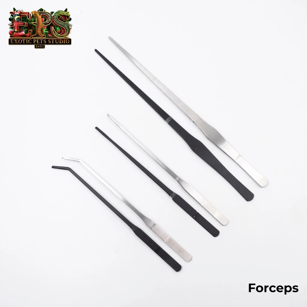 Forceps ฟอร์เซปปลายตรงและปลายงอ สีดำและสีเงิน ขนาด 27 cm. / 38 cm. ที่คีบสแตนเลส ปากคีบสแตนเลส