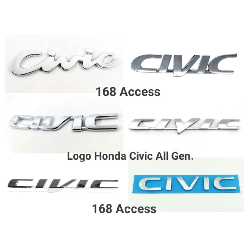 โลโก้ติดท้าย Civic EG, EK, ES, FD, FB, FC/FK, FE รวมทุกโฉม Logo Civic All Gen.