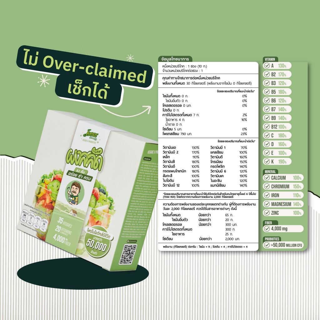 🥗 ผงสลัด ชง ดื่ม ตรา โจนส์สลัด 📍[1 กล่อง มี10ซอง] Jones salad Veggie x Probiotics
