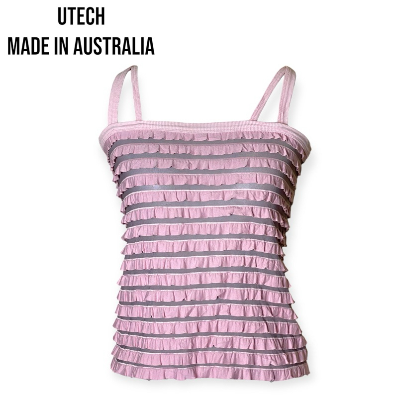 UTECH Made In Australia เสื้อสายเดี่ยวชั้นระบายสีชมพู