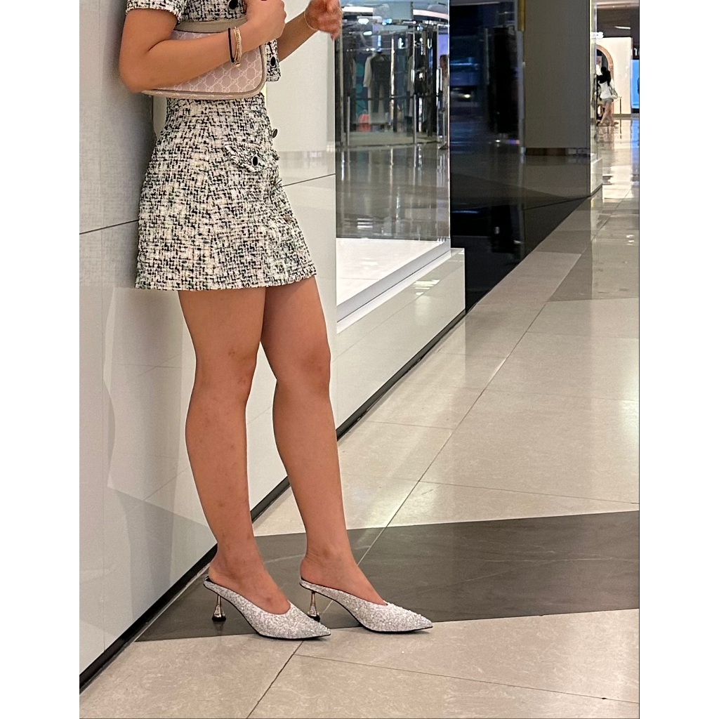 Eastman Elegant Party Heels, Cream/Blue