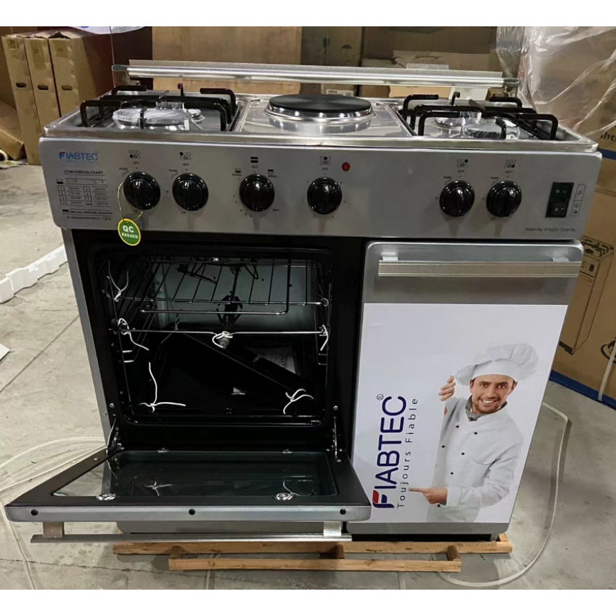 ส่งออกไปยังสหรัฐอเมริกาและยุโรป/FTGOX-72041SL เตาแก๊ส 4 เตาและเตาแก๊สไฟฟ้า 1 เตาแบบบูรณาการเตาอบ