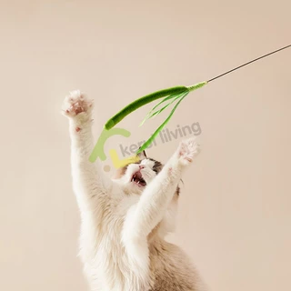 Harmcat ของเล่นแมว Cat Toy ไม้ตกแมว พร้อมขนนก ไม้ล่อแมวสปริง ของเล่นสัตว์เลี้ยง ไม้แมวหางยาว ทนทาน ไม่หัก