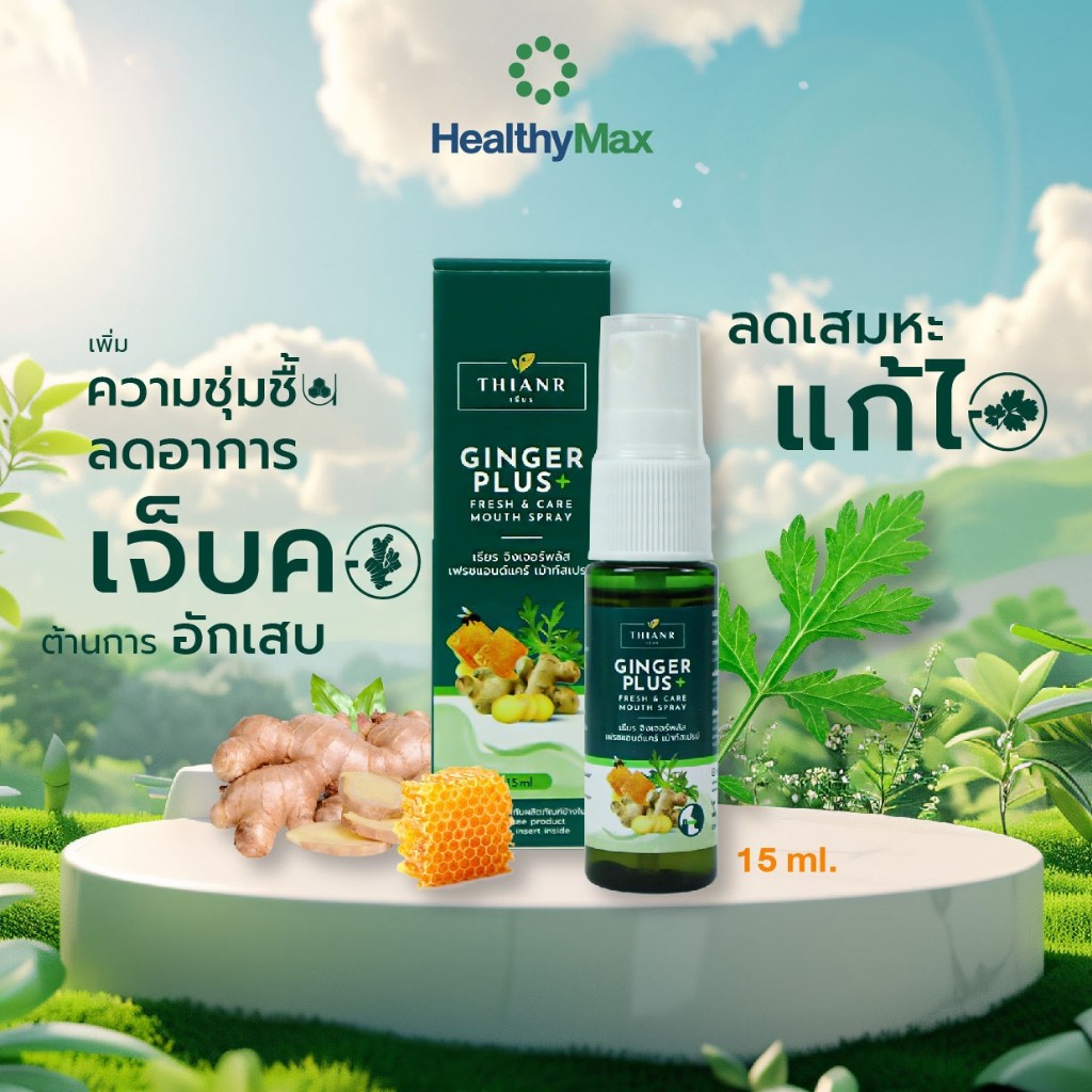 THIANR Ginger Plus Fresh & Care Mouth Spray เม้าท์สเปรย์ สเปรย์พ่นคอ สารสกัดขิง โกฐจุฬาลัมพา พรอพอลิ