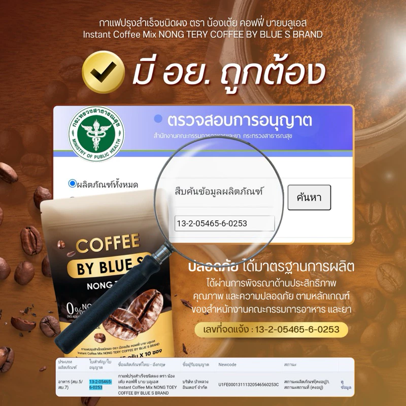 กาแฟลดน้ำหนัก สูตรใหม่ คุมหิวแรงX2 coffee by blue s ลดการทานจุกจิก ชงอิ่มนาน เร่งเผาผลาญไขมัน 1ห่อบรรจุ10ซอง thumbnail 10