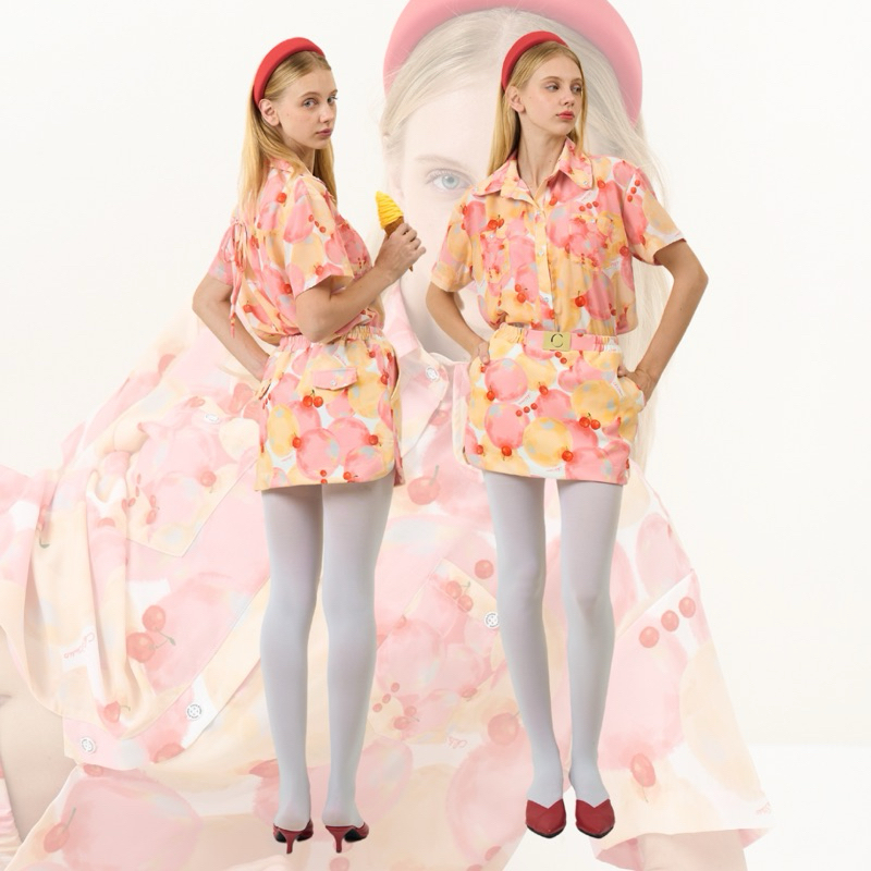 Chita studio-Cherry bubble ice-cream SKIRT กระโปรงสั้นมีซับใน
