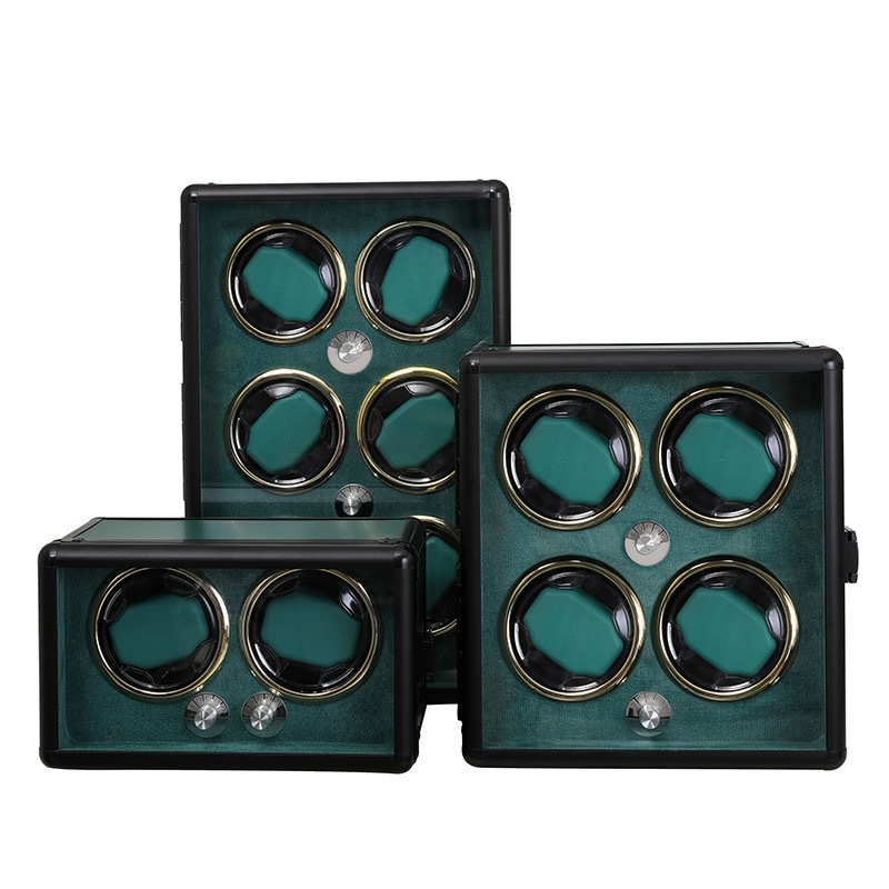 *พร้อมส่ง*ไฟLED กล่องหมุนนาฬิกา 2 4 6 เรือน(กรอบอลูมิเนียม)Watch Winder กล่องนาฬิกา กล่องหมุนนาฬิกาอัตโนมัติ สีเขียว