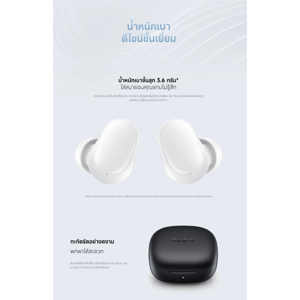 [HOT] Xiaomi Redmi Buds 6 Play Wireless Bluetooth Earphone หูฟังบลูทูธไร้สาย การใช้งานได้นาน 36 ชม