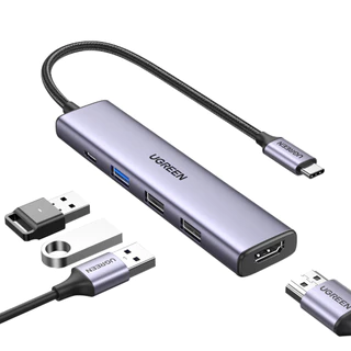 [ลดเหลือ 498] UGREEN รุ่น 15495 HUB Type C 5 in 1 รองรับ 4K30Hz PD100W USB3.0 x1 / USB2.0 x2 อะแดปเตอร์ฮับ