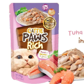 Cattie Paws Rich Cat Pouch in Jelly แคทตี้ พาวส์ ริช อาหารเปียกสำหรับแมวในเยลลี่บรรจุ 70g
