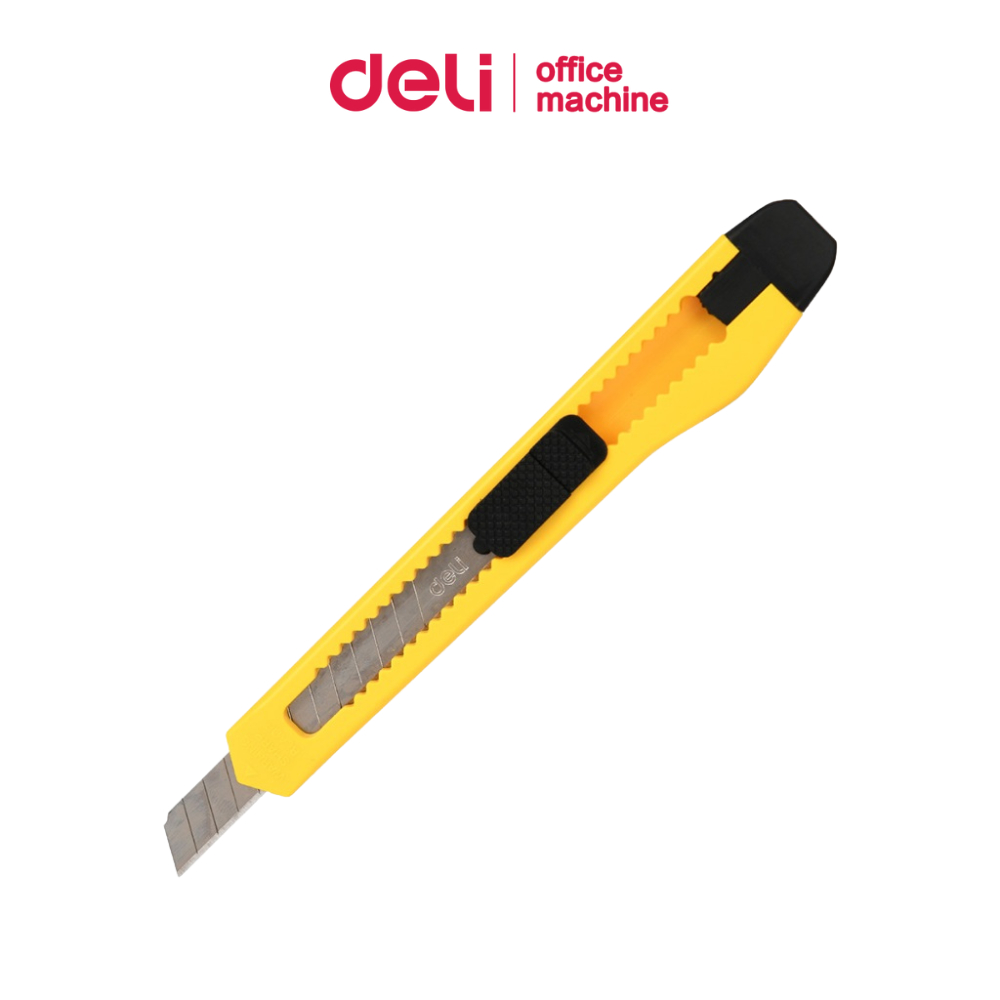 Deli คัตเตอร์พลาสติก คัตเตอร์  ใบมีดคม มีฝาปิดท้าย แข็งแรง ทนทาน ไม่เป็นสนิม เปลี่ยนใบมีดได้ Cutter