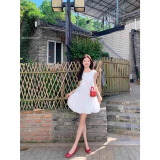 เดรสชุดราตรีเดรสขาว ชุดไปคาเฟ่ ชุดสวย ชุดเดรสสั้นผู้หญิง เดรสแฟชั่น มินิเดรส