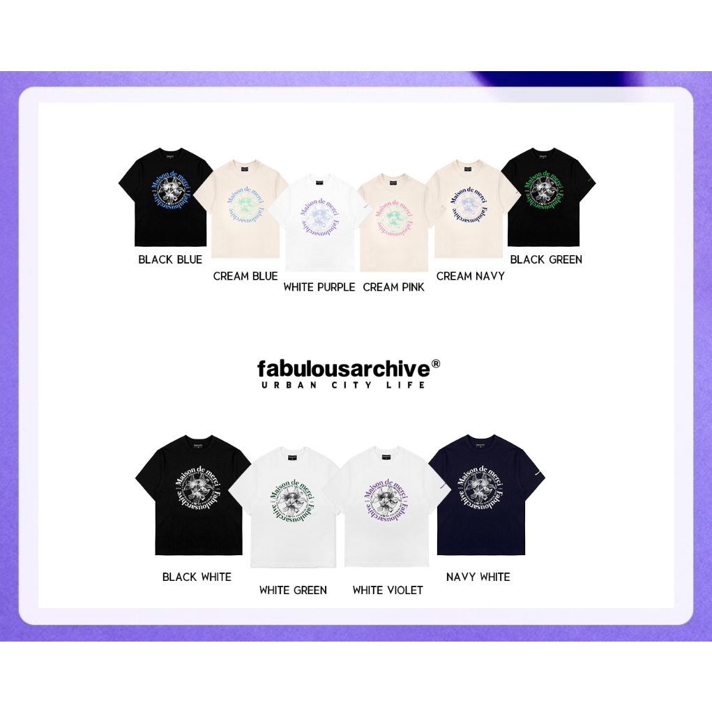 Fabulousarchive Fabulous archive Le Lys Relax Crop Tee (Navy White, Black Blue, Black Green, Black White, White Purple)