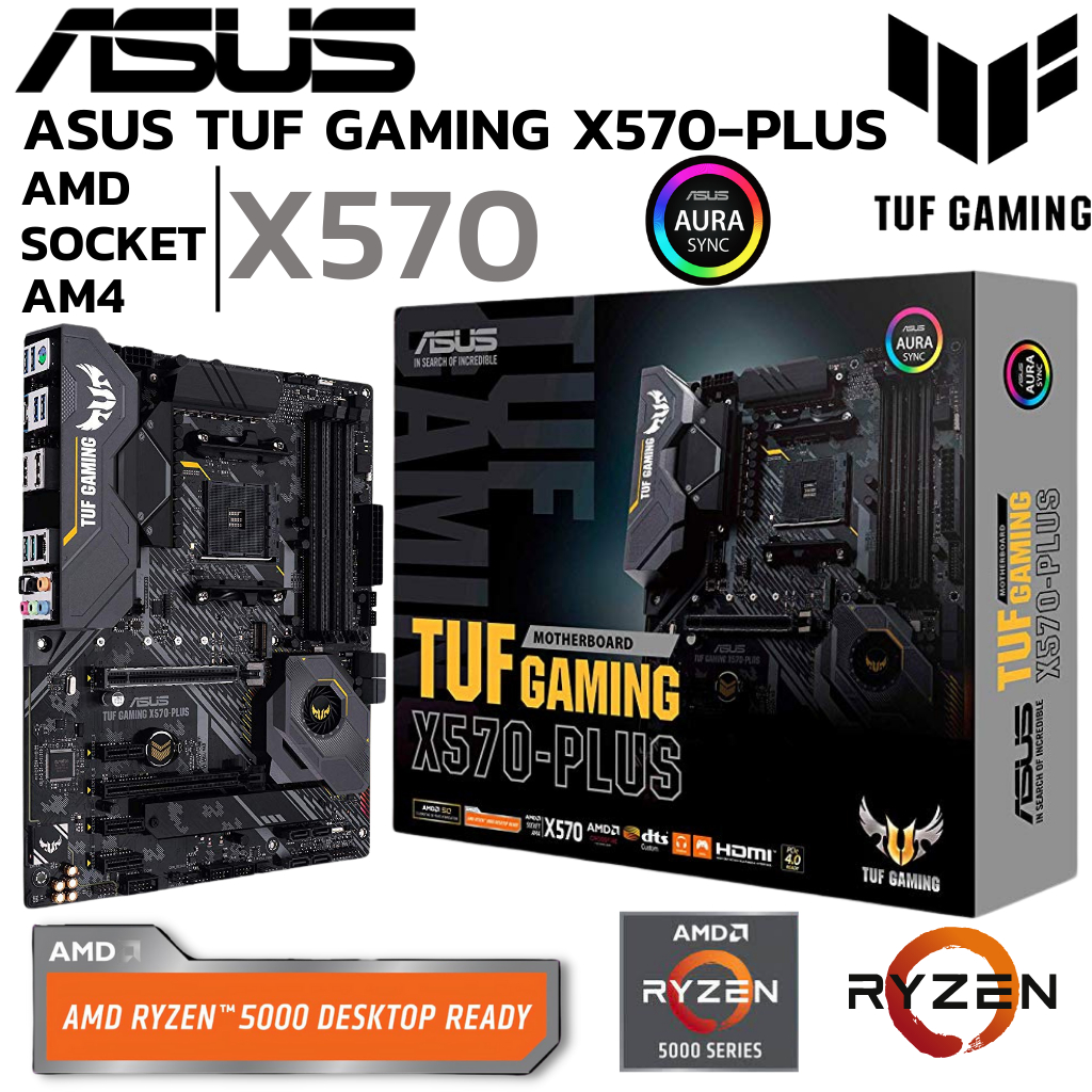 เมนบอร์ด ASUS TUF GAMING X570-PLUS สำหรับ AMD Ryzen