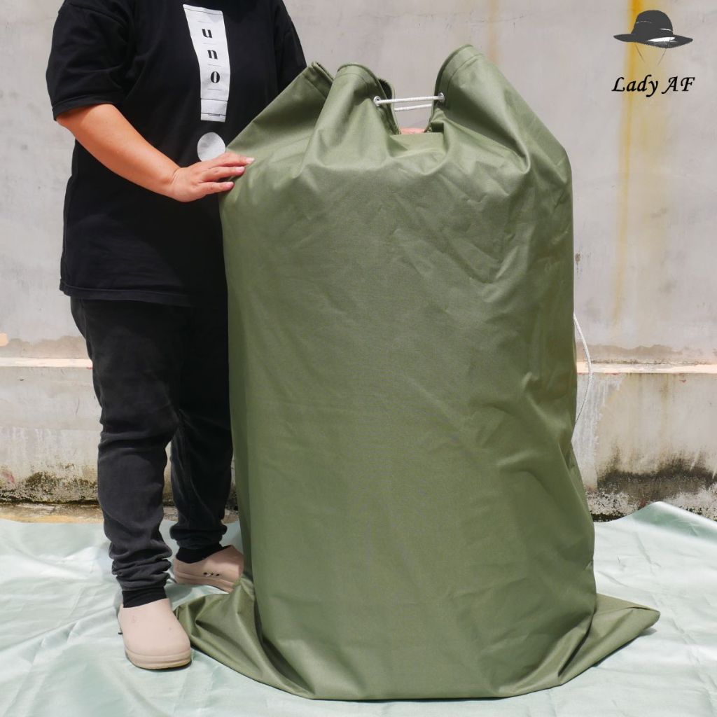 กระเป๋าเชือกรูด Size Big ถุงผ้าขนาดใหญ่พิเศษ สำหรับบรรจุของ ผ้าใบหนาอย่างดี ทนทาน มีเชือกรูด