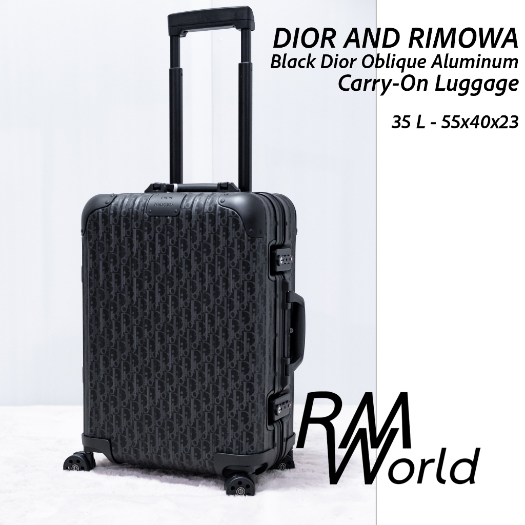 DIOR X RIMOWA Black Dior Oblique Aluminum Carry-On Luggage - Cabin Size กระเป๋าเดินทางริโมว่า x ดิออ