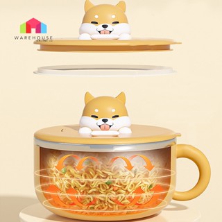 LuckyLT ถ้วยใส่มาม่า ชามสแตนเลส พร้อมหูจับ+ฝาปิด1200ml กันคว…